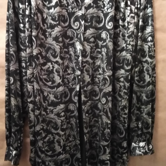 BLOUSE VINTAGE COPY CAT USA MADE BLACK/SILVER - Picture 1 of 7